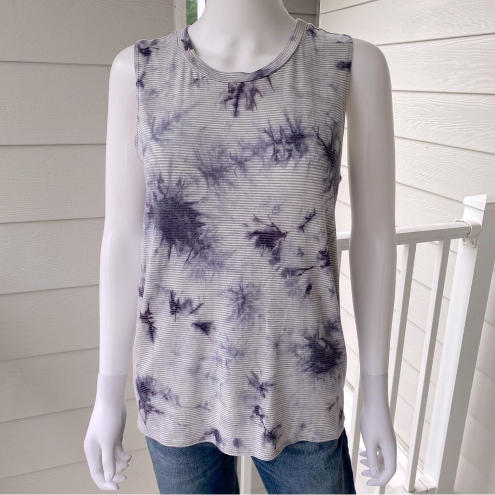 PAPER CRANE Tie Dye Striped Sleeveless Open Back Top